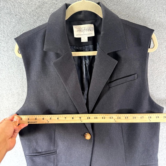 Anthropologie Mare Mare Longline Vest Women's XL Charcoal Gray Lined Notch Lapel - Picture 6 of 9
